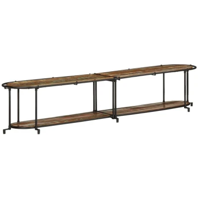 Image of vidaXL TV Cabinet Stand Unit Solid Reclaimed Wood Teak/Mango/Pine/Beech Industrial Style with Iron Frame 200x42x40cm Ample Storage Brown/Black Entertainment Centre
