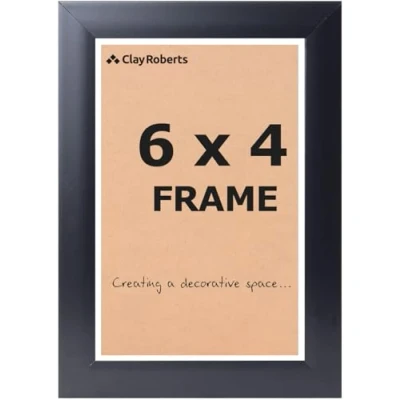 Image of Clay Roberts Photo Picture Frame 6 x 4, Black, Freestanding and Wall Mountable, 10 15 cm, 6x4&quot; Frames, Black Frame, 6x4 4x6 Frames