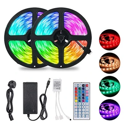 Image of Tomshine LED Strips Lights 10M 300LEDs 5050 RGB SMD Colour Changing Lighting with 44 Keys Ir Remote Controller Ip65 Waterproof for Home Kitchen Christmas Decorations
