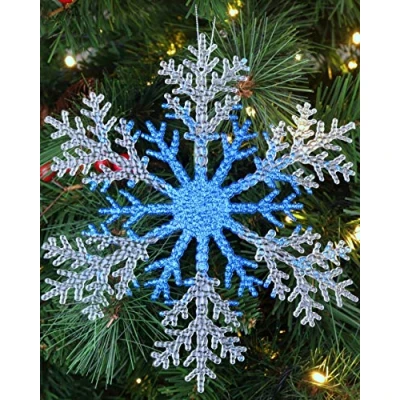 Image of Christmas Concepts® 21cm 8&quot; Large Glitter Decorated Snowflake Decoration Baubles (ROYAL BLUE, 1)