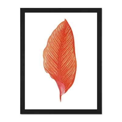 Image of Wee Blue Coo Botanics Red Orange Fine Stripes Large Black Framed Art Print Wall Poster 18x24 inch