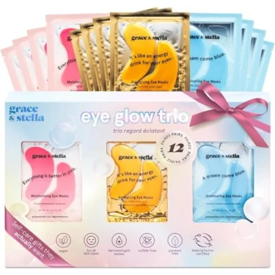 Image of grace &amp; stella Trio Under Eye Gel Patches Birthday Gifts for Women (12 Pairs, 3 Colours) Christmas to treat Dark Circles, Masks Puffy Eyes, Vegan Pamper Her