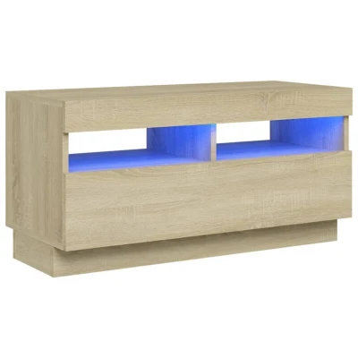 Image of vidaXL TV Cabinet with LED Lights Sonoma Oak 80x35x40 cm