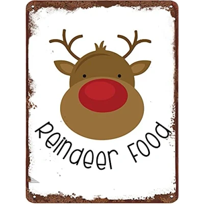 Image of Dreacoss Reindeer Food Christmas Fun Tin Sign Xmas Metal For Home Office Coffee Bar Club Pub Store Housewarming Gift 5.5x8 Inch