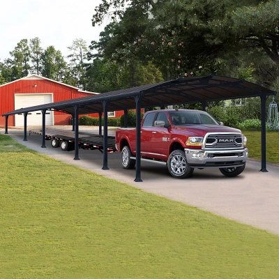 Image of 12&#039; x 42&#039; Palram Canopia Arcadia 12700 Grey Metal Carport (3.59m 12.86m)