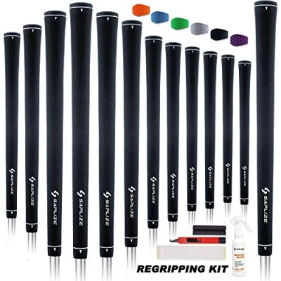 Image of SAPLIZE Rubber Golf Grips, 13 Set with Complete Regripping Kit, Midsize, Club Grip, Grey