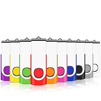 Image of EASTBULL Memory Stick 8GB USB 10Pack, 2.0 Thumb Flash Drives Swivel Design Pen Fold Storage (10 Mixed Color With Lanyard)