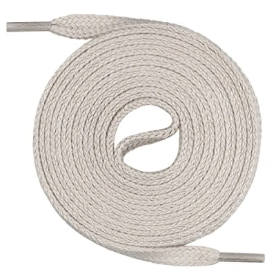 Image of Mount Swiss©, premium laces, 1 pair of flat laces made 100 % cotton, tear resistant, 7 mm wide, Adult (Unisex), light beige, 130 cm
