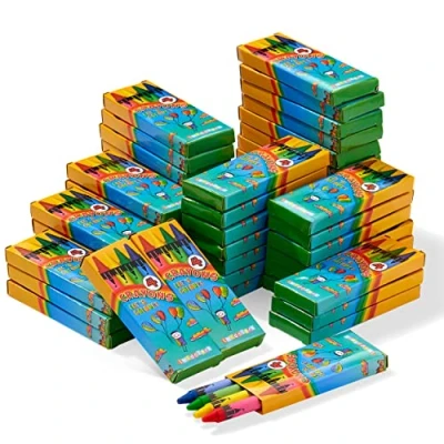 Image of THE TWIDDLERS 50 Boxes of Wax Crayons for Kids, 4 Per Box, 200 Total Mixed Coloured, Perfect Mini Crayon Packs Party Bag Fillers, School Classrooms, Arts &amp; Crafts, Restaurants