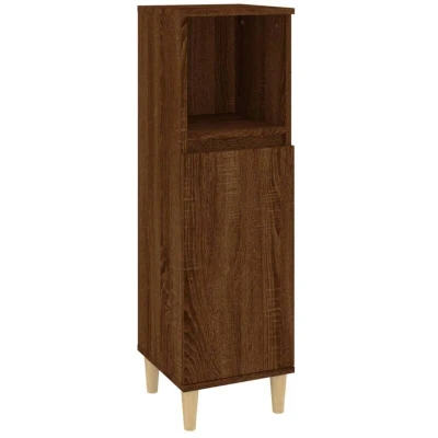 Image of vidaXL Bathroom Cabinet Brown Oak 30x30x100 cm Engineered Wood