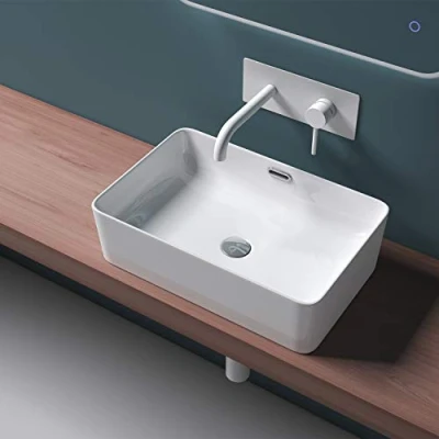 Image of Durovin Bathrooms Ceramic Bathroom Basin Countertop Sink Vessel Rectangular Washing Bowl (480 x 315 140mm)
