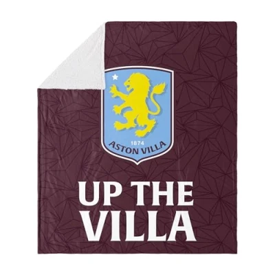 Image of FOCO Officially Licensed Aston Villa FC Slogan Sherpa Plush Throw Blanket