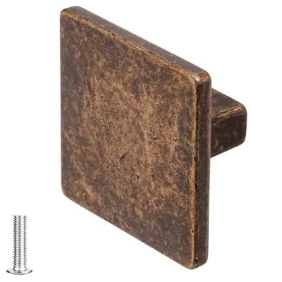 Image of Decoranddecor Calla Square Cabinet Knob Door Pull Handle Kitchen Cupboard Furniture Drawer (1 Pack, Antique Copper)