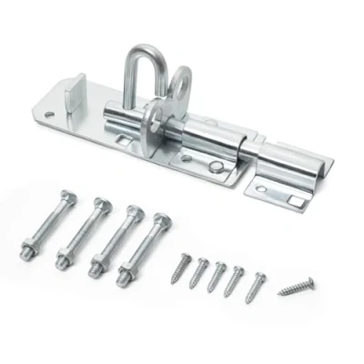 Image of Galvanised Brenton Bolt Sliding Door Lockable Padbolt 4&quot; (100mm) Heavy Duty Zinc Plate Lock Pad Garden Shed Gate Latch Patio Security Bedroom Silver