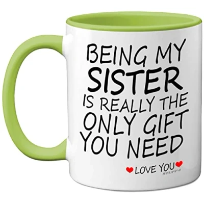 Image of Stuff4 Being My Sister Mug Gifts from Brother Sister, Perfect for Birthday, Christmas, Birthday Gifts, 11oz Ceramic Dishwasher Safe Green Coffee Mugs Made in The UK
