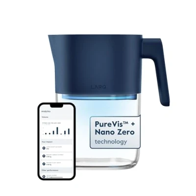 Image of LARQ 1.9L Pitcher PureVis UV Self Cleaning Water Filter for Tap Chlorine &amp; PFAS Removal App Tracking Plant Based 2 Year Warranty Monaco Blue.