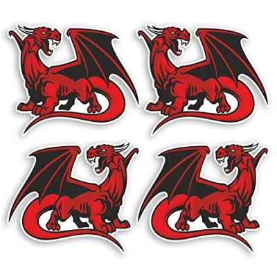 Image of 4 x 5cm Red Dragon Vinyl Stickers Wales Welsh Angry Laptop Sticker #34486 (5cm Wide)