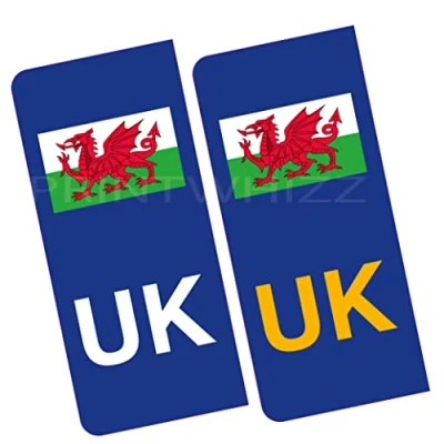 Image of 2 x Welsh Car Stickers Wales Flag Number Plate Reg Self Adhesive Vinyl