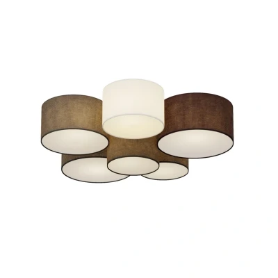 Image of Lindby ceiling light Laurenz, Ø 99 cm, 6 bulb, grey/brown