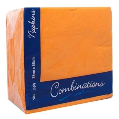 Image of Combinations Orange Napkins 2ply 100 Pieces For Parties/Events/Dinners/Home