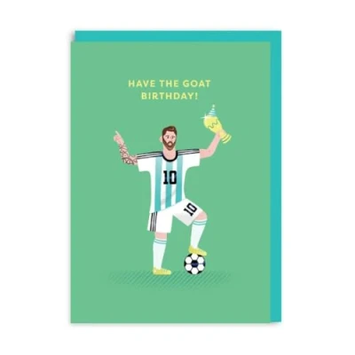 Image of Football Birthday Card Celebrity GOAT Fun Icon Greeting For Him