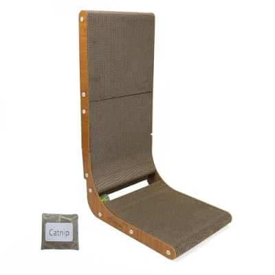 Image of DIVCHI Cat Scratcher, 69 cm L Shape Scratch Pad Wall Mounted, Scratching Cardboard with Ball Toy for Indoor Cats