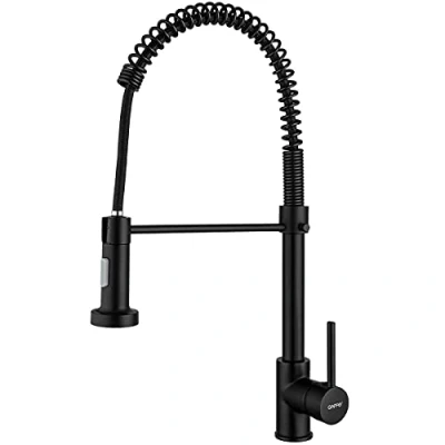 Image of GAPPO Kitchen Sink Tap with Spring Pull Down Sprayer High Arc 360 Degree Swivel Single Handle Lever Mixer Tap, Matt Black