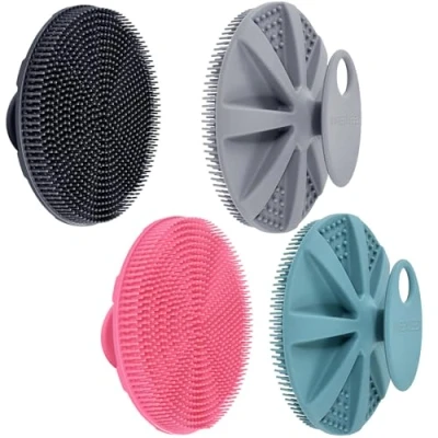 Image of INNERNEED Food Grade Soft Silicone Body Scrubber Shower Brush Handheld Cleansing Skin Brush, Gentle Exfoliating and Lather Well (Pack of 4)
