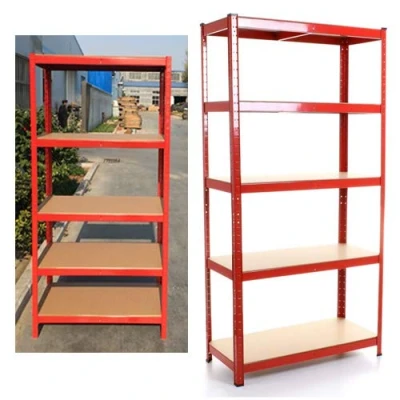 Image of BRIEFNESS Shelving Units for Storage, Freestanding Boltless Racking, H 150 x W 70 D 30 Cm 5 Tier Shelf 875KG Capacity, Storage Shelves Unit Workbench Workshop Shed Garage Kitchen, Red