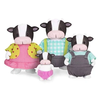 Image of Li’l Woodzeez MoosicalMoo Cow Family 5pc Toy Set with Miniature Animal Figurines and Storybook Toys Accessories for Kids Age 3+