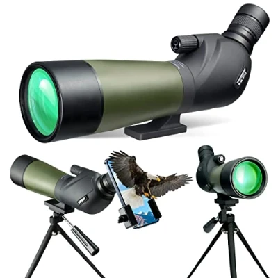Image of Gosky 20 60x60 HD Spotting Scope with Tripod, Carrying Bag and Phone Adapter BAK4 Telescope for Target Shooting Hunting Bird Watching Wildlife Scenery