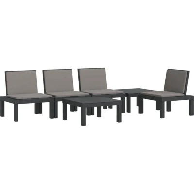 Image of vidaXL 6 Piece Garden Lounge Set with Cushions Anthracite PP