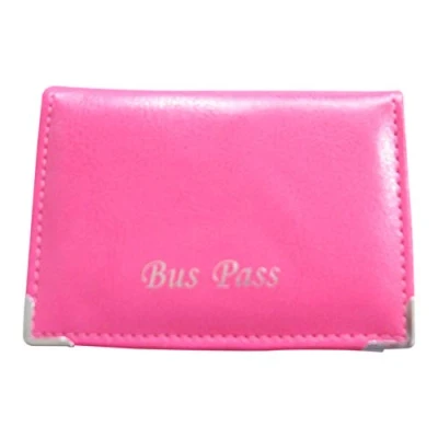 Image of Lorenz Leather Effect Grained PU Bus Pass Cover Holder with Zip up Coin Pocket (Pink)