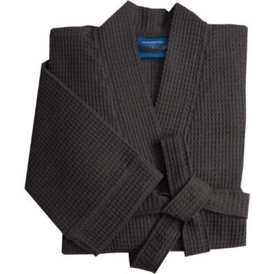 Image of Morgenstern Dressing Gown Men Waffle 100% Cotton Lightweight Kimono Bathrobe Grey M