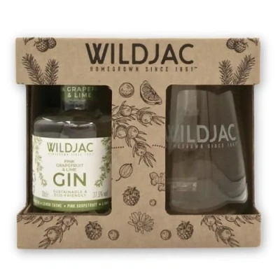 Image of Wildjac Pink Grapefruit and Lime Gin Glass Gift Set 20cl 37.5% abv