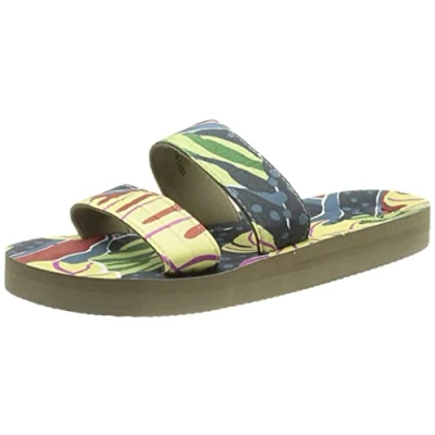 Image of Superdry Women&#039;s Slim 2 Strap Slide Loafer, Cut About Leaves AOP, Small UK