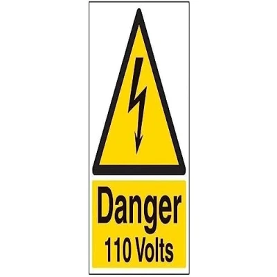 Image of V Safety Danger 110 Volts Warning Sign 300mm x 400mm 1mm Rigid Plastic