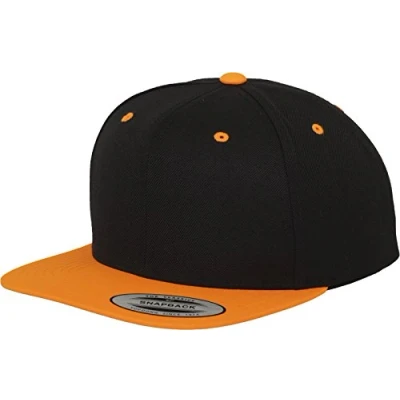 Image of Flexfit Classic Snapback 2TONE Cap, Size: One Size, Black/orange