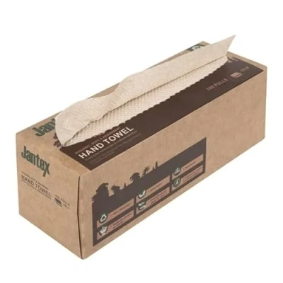 Image of Jantex Green 100% Recycled Hand Towel 1ply 100 Sheets (36 Pack)