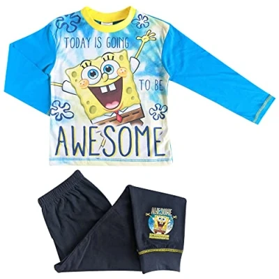 Image of SPONGEBOB SQUAREPANTS Boys Pyjamas 4 10 Years Longsleeved 9 Blue