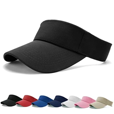 Image of BLURBE Sun Visor Cap Women Ponytail Baseball Cap, Sport Outdoor Plain Adjustable Twill Golf Tennis Hats for Men Black