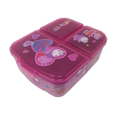 Image of Theonoi Children&#039;s Lunch Box Sandwich with Compartments Dividers Nursery Made of Plastic BPA Free (Peppa Pig)