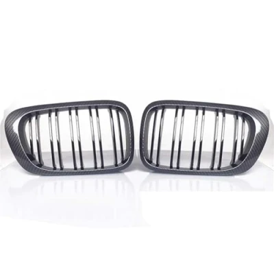 Image of Front Grille For BMW E46 Coupe Convertible M3 2 Doors 1998 1999 2000 2001 2002 Carbon Fiber Hood Kidney Grill Snap on Auto
