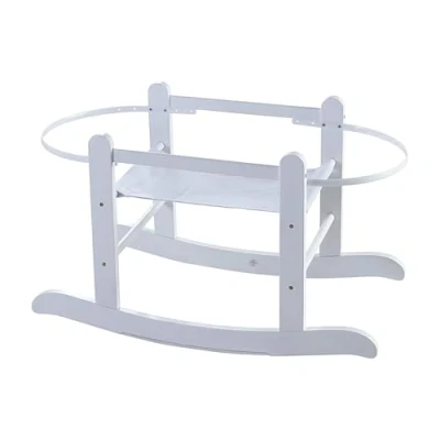 Image of Kinder Valley Moses Basket Stand Little Gem Rocking Stand, Solid Pinewood, Smooth Motion, Fits Majority of Palm &amp; Wicker Baskets (White, Not Included)