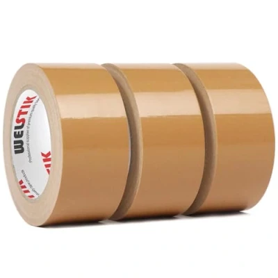 Image of WELSTIK Professional Duct Tape 3 Pack 48mm x 27m Waterproof Fabric Coloured Gaffer for Repairs, DIY, Crafts, Indoor and Outdoor Use,Brown