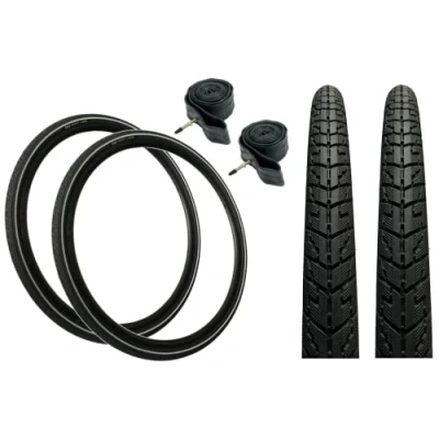 Image of Pair Baldy&#039;s 700 x 40c Tyres &amp; Presta Valve Tubes with 5mm Antipuncture Protection for Cycle Road Hybrid Touring Electric Bike Bicycle Tyre 42 622 (Pack of 2)