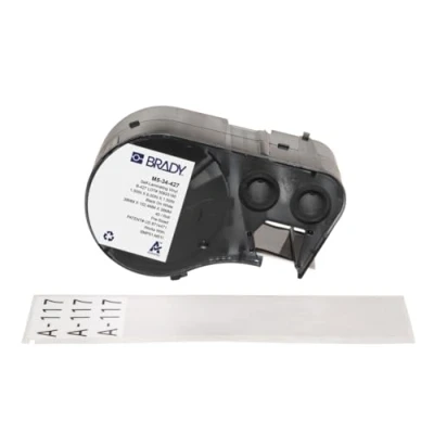 Image of Brady Self Laminating Vinyl Pre Sized Labels for Label Printer BMP51/BMP53/M511 40 Adhesive Black on White, Transparent (38,10 mm (W) x 152,40 (H)) M5 34 427