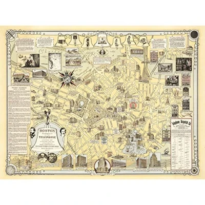 Image of Artery8 Map Ernest Dudley Chase 1947 Boston Ma Downtown Large Wall Art Poster Print Thick Paper 18X24 Inch