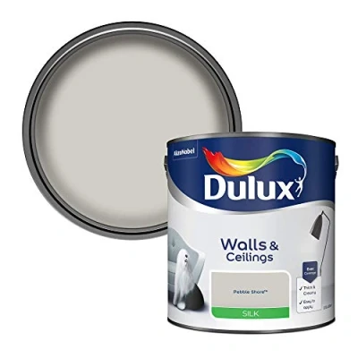 Image of Dulux Silk Emulsion Paint For Walls And Ceilings Pebble Shore 2.5 Litres