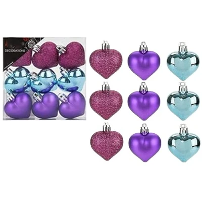 Image of Baubles Christmas Decorations (9pc Heart Baubles)